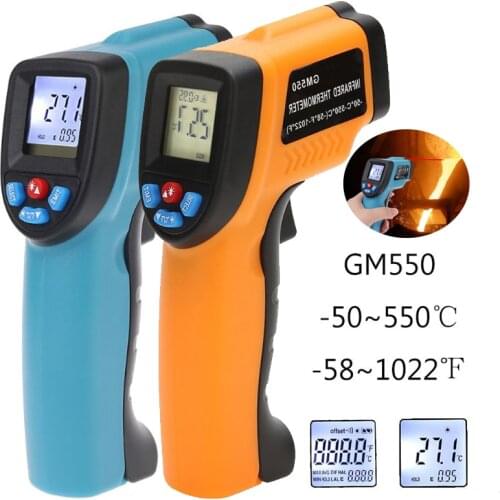 -50~550C 1022F Infrared Thermometer Laser-point IR Temperature Gun Digital Non Contact GM550 Industrial Pyrometer IR Laser C/F