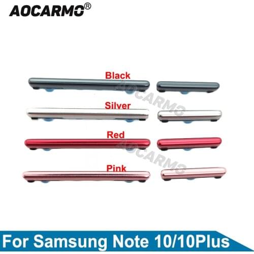Aocarmo Black / Silver / Pink / Red Power + Volume Side Button Key For Samsung Galaxy Note 10 Plus Replacement Parts