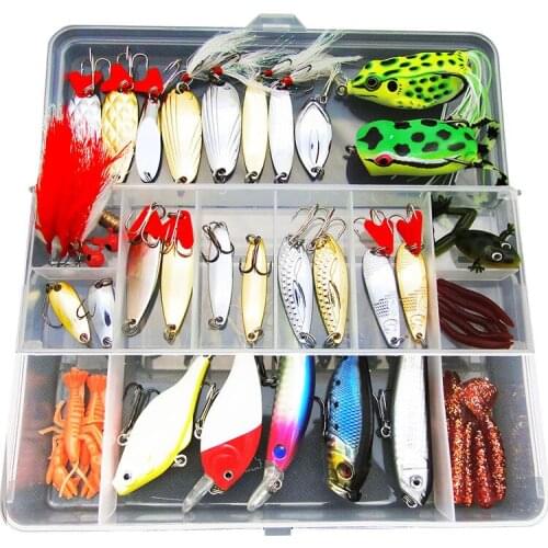 Free shipping 51 pieces lure suit Ray frog Lure soft bait lures fishing bait set freshwater bionic suit with sequins