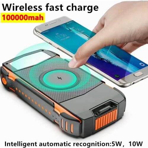 New upgraded version of solar wireless power bank 104000mah100000mahfast charging mobile power supply forHuawei Oppo Xiaomi ViVo
