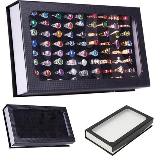 BLUELANS Rectangle Jewelry Display Flat Stackable Tray Holder 72 Holes Rings Earrings Necklace Storage Case Storage Box