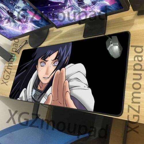 XGZ Large Mouse Pad Black Lock Edge Naruto Cute Girl Hinata Computer Custom Logo Table Mat Rubber Non-slip Internet Cafe Comfort