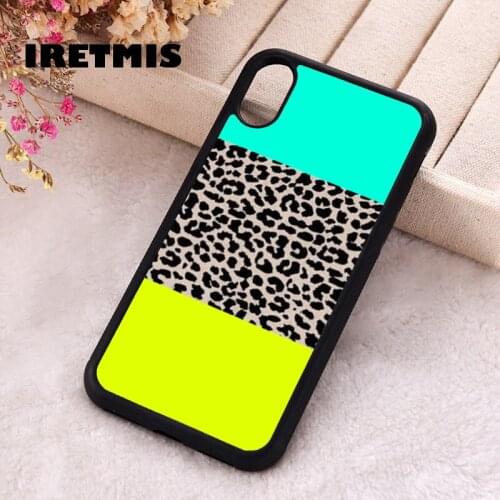 Iretmis 5 5S SE 2020 phone cover cases for iphone 6 6S 7 8 Plus X Xs Max XR 11 12 MINI Pro Soft Silicone Leopard Mint Dan Kuning