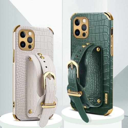 Genuine Crocodile Leather Case For iPhone 6 7 8 Plus SE 2020 X XR XS Max Silicone Stand Belt Cover For iPhone 11 12 Mini Pro Max