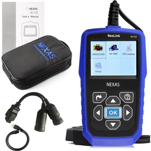 NEXAS NL102 OBD/EOBD Code Reader Diagnostic Scan Tool For Car And Heavy Duty Truck 2 In 1 Scan Tool Enhanced OBDII Mode 6