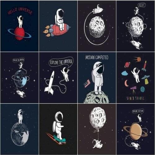 GATYZTORY Space Astronaut Painting By Numbers Universe Planet Wall Art Gift DIY Pictures By Numbers Canvas Kits Home Decoration