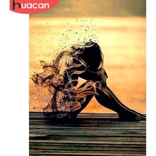 HUACAN Diamond Mosaic Sale Portrait Picture Of Rhinestones 5d Diamond Painting Full Drill Square Girl Diamond Embroidery Sale