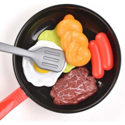 8PCS Kitchen Food Toys Simulation Kitchenware Play Set Pretend Play Pot Steak Vegetable Bread Hot Dog Omelette Children Girl Toy