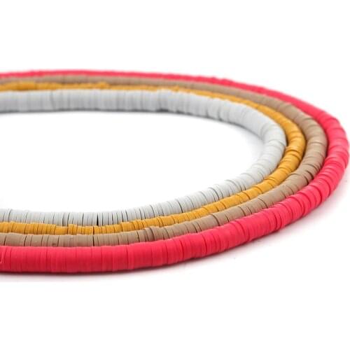 Doreen Box Polymer Clay Katsuki Beads Round DIY Jewelry 6mm Dia, Hole: Approx 1.8mm, 41cm long, 3 Strands(Approx 330 PCs/Strand)