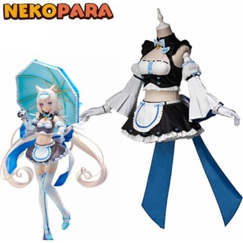 Game NEKOPARA Cosplay Costumes vanilla Cosplay Costume maid outfit Clothes Suits Women Black Dresses Full Set