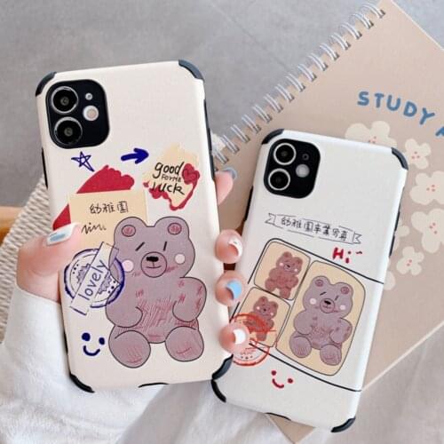 Cartoon bear pattern for iPhone 12 12mini 12promax 11 11Promax 7 8plus XR XS xsmax 11Pro se2 Anti falling phone case