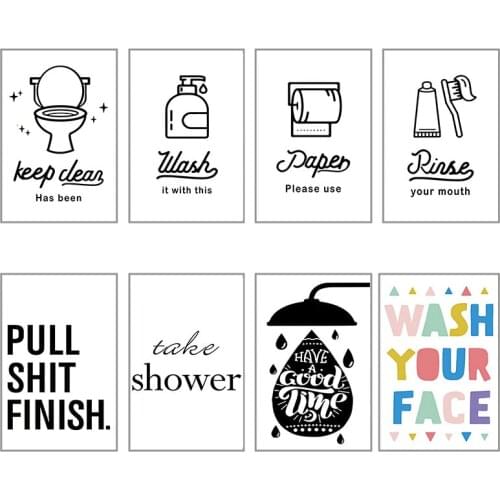 Cartoon Minimalist Bathroom Toilet Decor Painting Wall Art Canvas Painting Modern Poster and Print Home Decor Kid Room Design