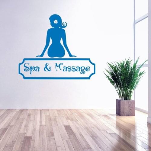 Spa Massage Sign Wall Decal Facials Care Wall Window Sticker Spa Design Beauty Salon Decor Full Body Massage Vinyl Mural AY1687