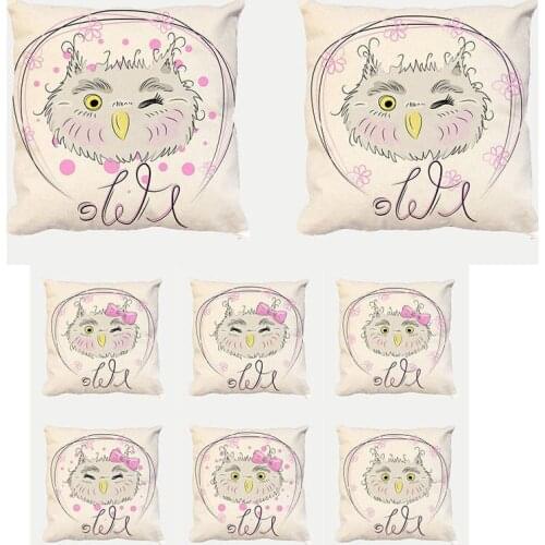 45cm*45cm Cartoon Girls Owl Flower Linen/cotton Throw Pillow Covers Couch Cushion Cover Home Throw Pillow Cover 1727