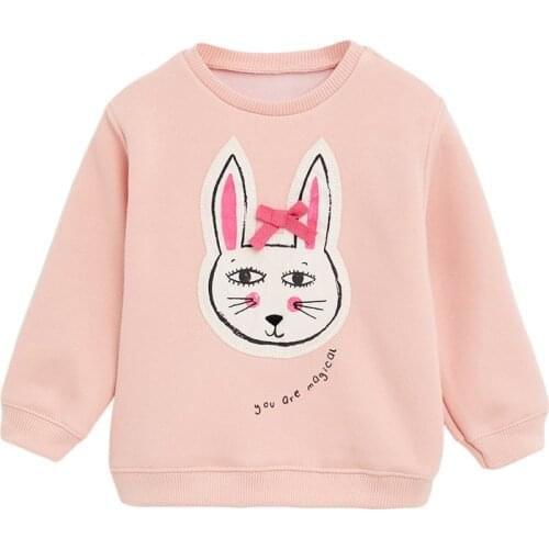 Baby Girl Fall Clothes Toddler 2021 New Autumn Casual Cotton Bunny Print Sueter Sweatshirt Pink Sweater for Kids 2-7 Years