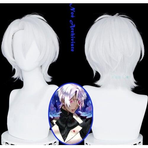 Anime The Case Study of Vanitas Cosplay Wig Noe Archiviste White Short Hair Heat Resistant Fiber Hair with + Wig Cap Woman Man