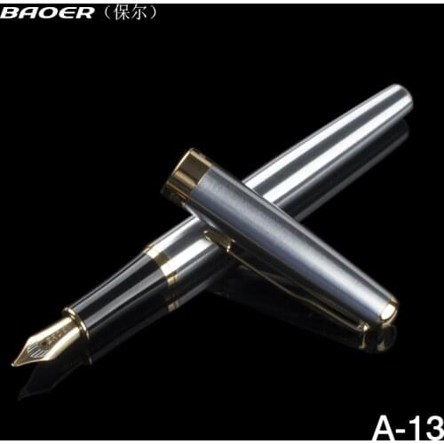 Baoer 388 Fountain Pen 5 colors Stainless Steel Business 1.0 mm Nib calligraphy pen Gold Sword Hook Trim New ink pen