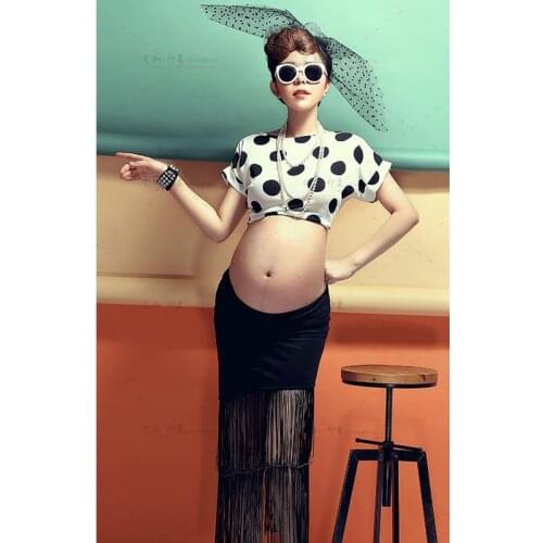 Dot Tassels Maternity Dresses For Photo Shoot Pregnancy Dress Photography Maternity Photography Props Clothes For Pregnant Women