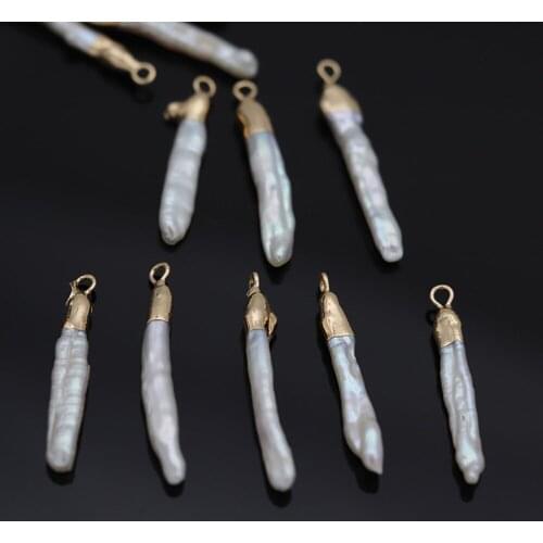 Natural Freshwater Pearl Pendant Needle Shape Making Jewelry Bracelets Necklaces And Other DIY Package Sale 7x22-8x35mm