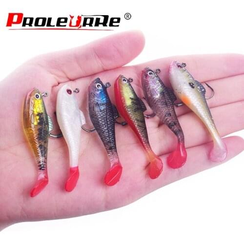 Proleurre Jigging Soft Bait Fishing Lures 80mm/11.5g 50mm/3.5g Lead Head Jig Fish Swimming T Tail Sea Bass Lure Fishing Tackle