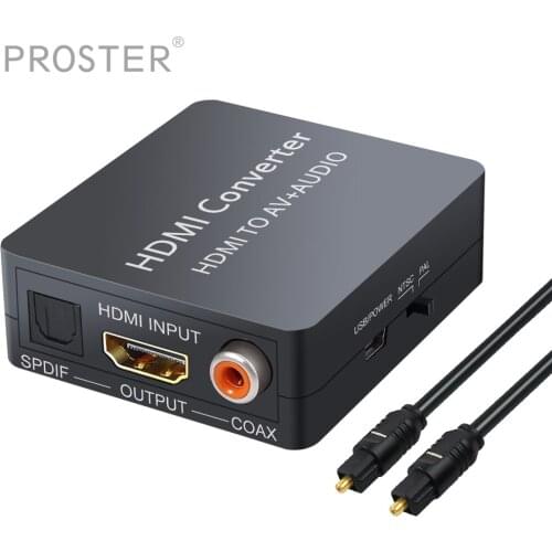 PROZOR HDMI-compatible to AV 3RCA CVBS Composite Video Converter to AV+Audio Toslink Spdif Coaxial Adapter Support PAL/NTSC