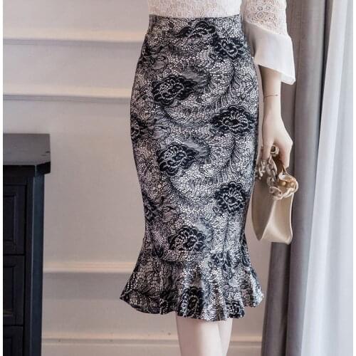 Plus Size 5xl Womens Mermaid Skirt Big Size 4xl Casual Plaid Good Elastic Skirt Korean Office Women Sexy Midi Skirts Jupe Femme