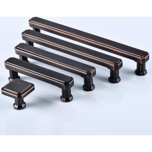 76 96 128 160MM American retro style ORB kitchen cabinet wardrobe door handle black antique copper drawer cupboard pull knob 5"
