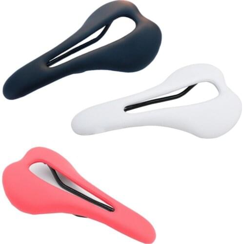 Red white black bike full Carbon Leather Saddle 3K Road/MTB Bicycle saddle size 275x147mm Cycling Bike Seat parts hot selling