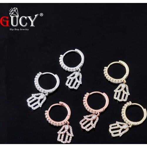 GUCY Hip Hop Bling Earrings Gold Color Cubic Zircon Earrings For Men Hip Hop Jewelry For Gift