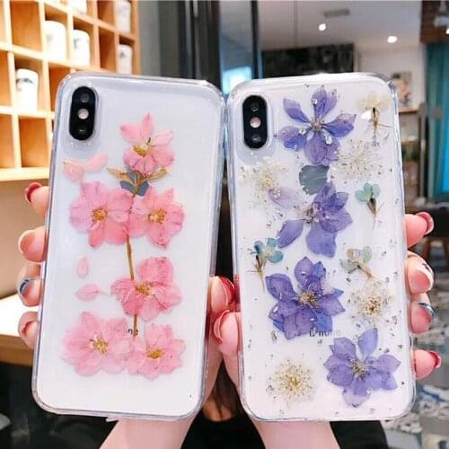 Clean Real Flower Silicone Phone Case For iPhone 11 12 Pro Xs Xr Xs Max 12Mini SE2 6S 7 8 Plus Soft Sunflower Girl Fashion Cover