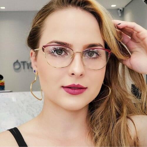 Blue Light Blocking Sun Glasses Men Retro Metal Spectacles Frames for Women Cat Clear Lens Computer Eyeglasses Frame NX