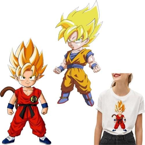 Goku Patches Anime Thermal Sticker on Clothes Fabric Iron-on Transfers for Clothing Thermoadhesive Vinyl Patch Diy Heat Applique