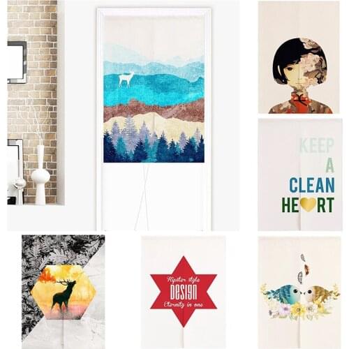 Fabric Door Curtain Bedroom Kitchen Hanging Curtain Half Panel Curtain Decoration Partition Curtain Doorway Blackout Curtain