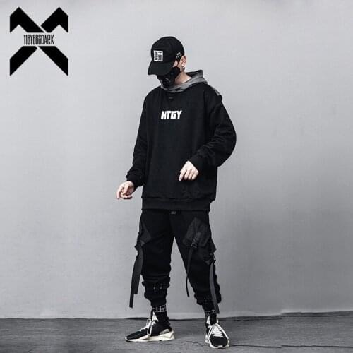 11 BYBBS DARK Sweatshirts Men Streetwear Harajuku Hoodies Patchwork Hip Hop Color Block Hoody Sweatshirt Male Oversized DG539