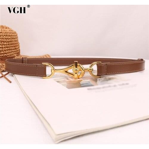 VGH Black Patchwork Elegant Belt For Women Chic Minimalist Slim Temperament Belts Females Summer Fashion Accessories 2021 Style