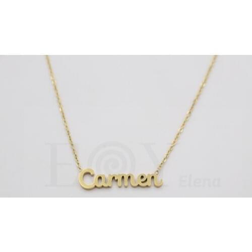 Collar De Acero Inox Con Nombre De Carmen Color Dorado Alta Calidad Envió Desde España
