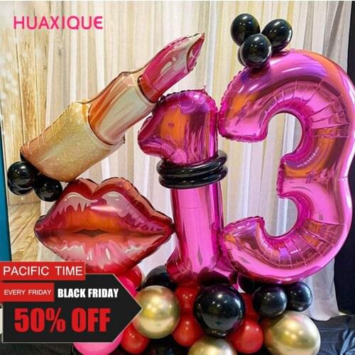30th 40th Birthday Party Lipstick Kiss Red Mouth Foil Balloons Valentines Day Wedding Marriage Engagement Decorations Balloons