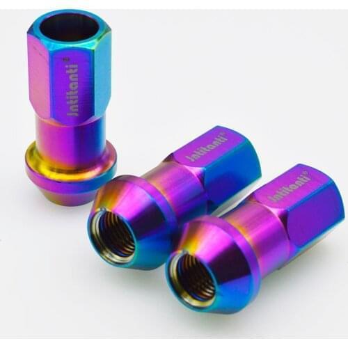 High performance strong light weight rainbow color 60 degree cone seat open end Gr.5 titanium alloy lug nut M12*1.25*45mm