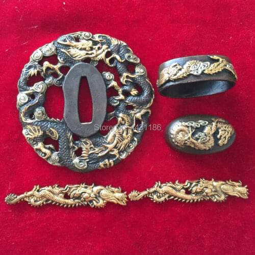 High Quallty Japanese Katana Fittings Set Copper Dragon Samurai Sword Fitting Kit For Japanese Swords DIY Accessory