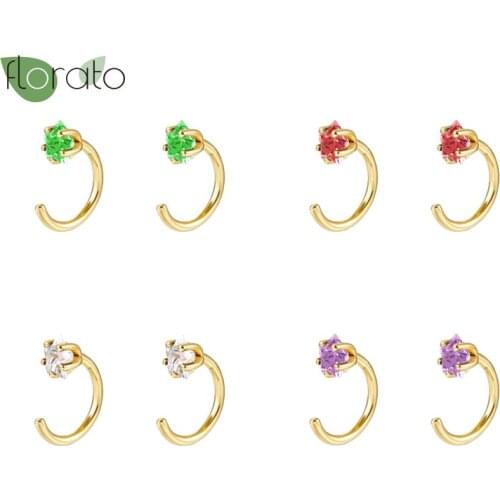 Green\Red\White\Purple Zircon Hoop Earrings 925 Sterling Silver Fashion OL Style Womens Gold Earrings Matching Accessories