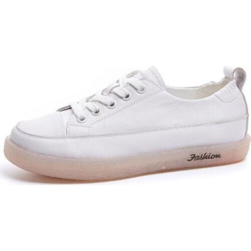 2020 New Women Sneaker Shoes Fashion Trend White Shoe Soft Sale Comfortable Flat Shoes High Quality Full Genuine Leather Shoes