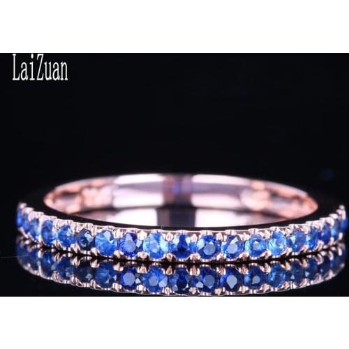 0.4ct Natural Sapphires Solid 14k White Gold Women Wedding Engagement Sapphires Gemstone Ring Stackable Half Eternity Band