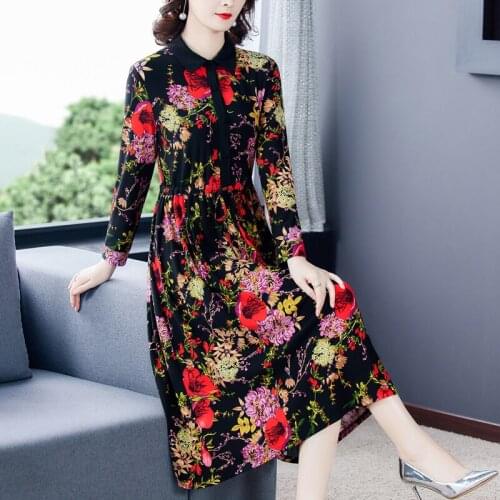 Spring Women Boho Floral Knitting Cotton Bodycon Dress Elegant Casual Party Vestido 2021 Autumn Korean Vintage Shirt Midi Dress