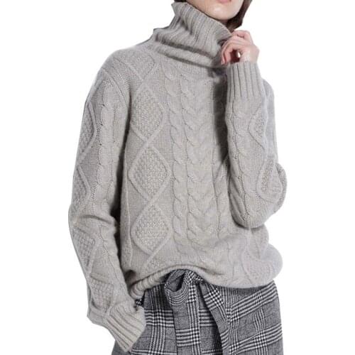 2020 Fashion Pullover Autumn Winter Sweaters Women Loose Style Oversized Turtleneck Long Sleeve Warm Thick Casual Jumper V28