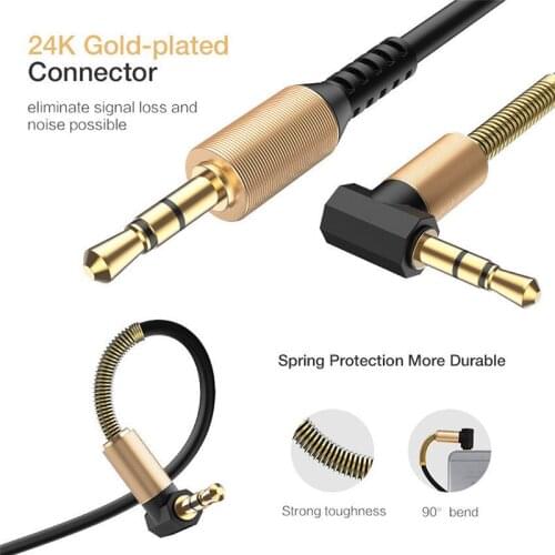 3.5mm Male To Male Aux Cable Cord L-Shaped Right Angle Car Audio Headphone Jack