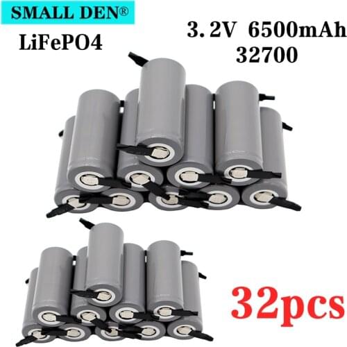 32PCS NEW 3.2V 32700 6500mAh lifepo4 Battery 3.2v cell 35A Continuous Discharge Maximum 55A High power battery+DIY Nickel sheets