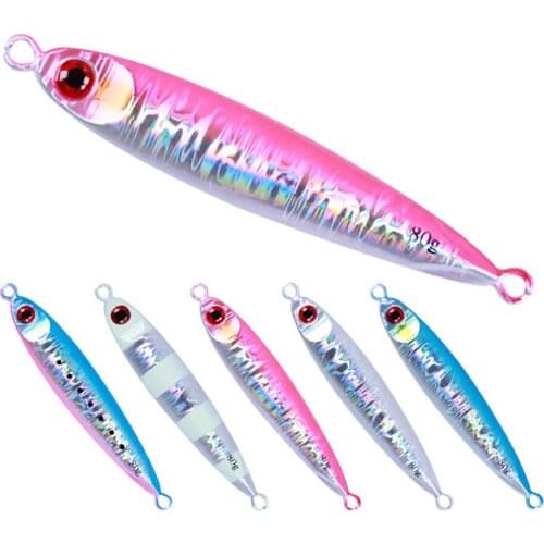 5PCS Sea Boat Saltwater Fishing Zebra Luminous Metal Jigging Lure Bass laser Trolling Bait Bass Trout Slow Jig 80/100g