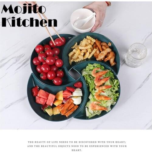 5pcs Crescent Shaped Lovesickness Oval Pan Plate Fruit Dishes Saucer Tea Tray Dessert Dinner Dish Tableware Set