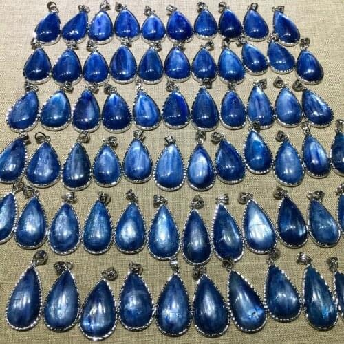 Aquamarine 925 silver)Natural Crystal Sea Blue Sapphire Blue Black Gold Stone Fashion Pendant Necklace For Both Men And Women