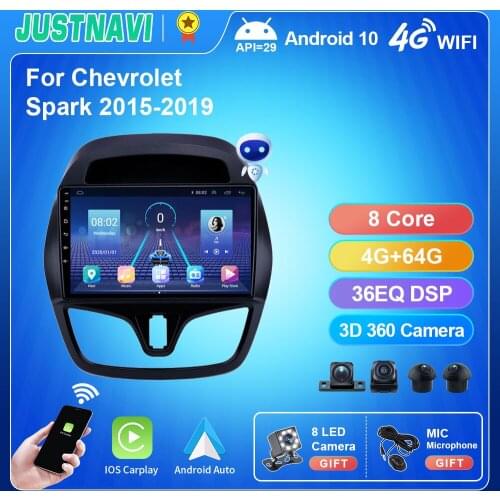 JUSTNAVI Car Radio Stereo For Chevrolet Spark 2015-2020 Smart Multimedia Video Player Carplay 360 Camera Autoradio OBD DSP 9